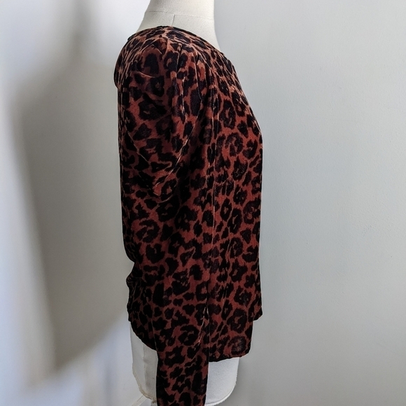 ANTHROPOLOGIE Dolan Copper Animal Print Velvet Puff Sleeve Top S - Picture 8 of 11